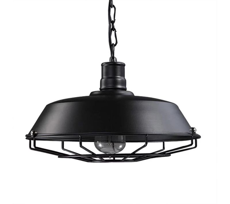 Suspension Industriel Vintage 26cm Lustre Rétro E27 Plafonnier Pour Cuisine Chambre Salon Noir