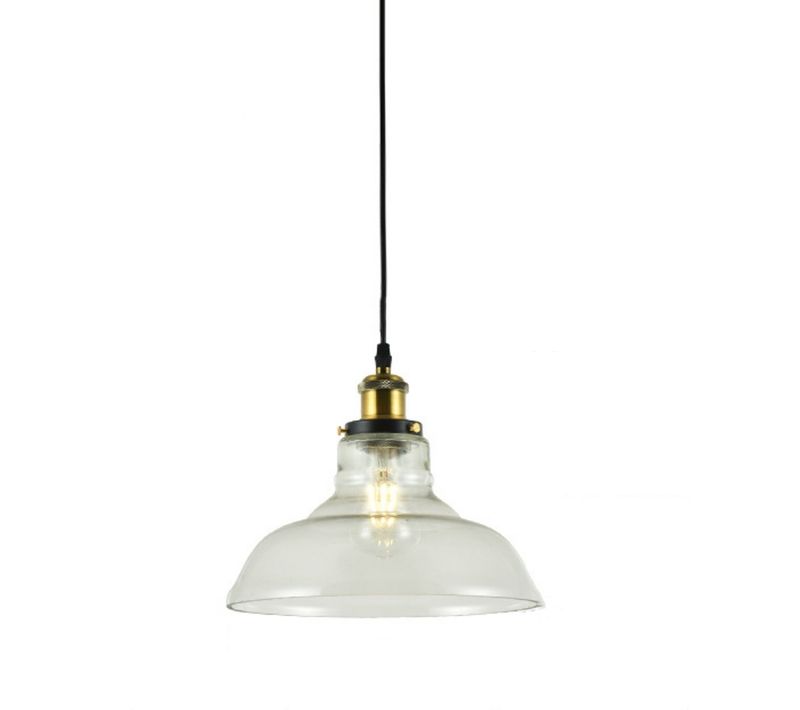 Suspension Luminaire Industrielle E27 Lustre Abat-jour En Verre Plafonnier Vintage Intérieur