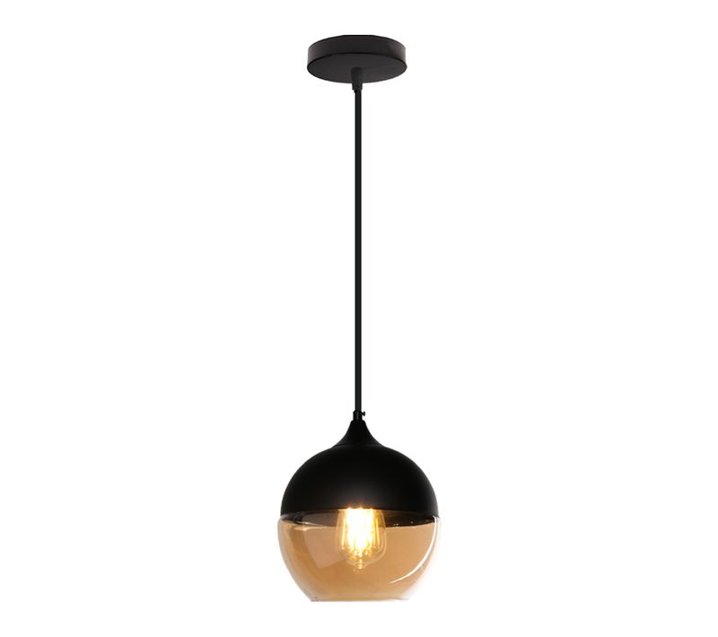 Suspension Intérieur Vintage Moderne E27 Lustre Abat-jour En Verre Pour Cuisine Chambre Salon Noir