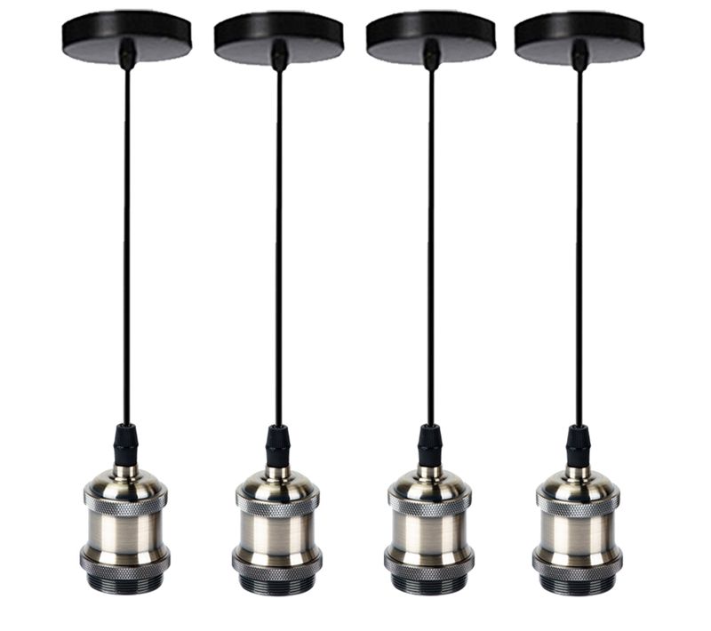 Lot De 4 Suspension Industrielle Vintage E27 Luminaire 100cm Pour Cuisine Chambre Bar Bronze