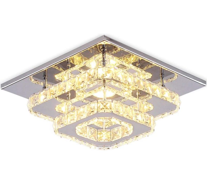 Plafonnier Moderne Cristal 24w Lampe De Plafond LED 2 Couche Pour Salon Lumière Chaude
