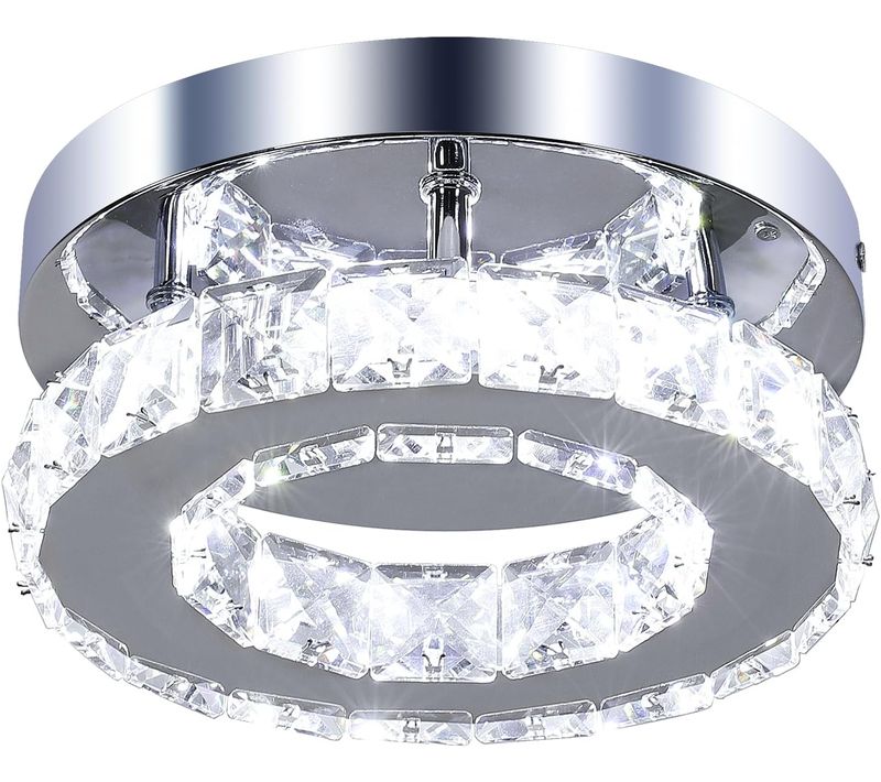 Plafonnier Cristal Rond Lustre Eclairage Lampe De Plafond Pour Entrée Salon Chambre Lumière Froide