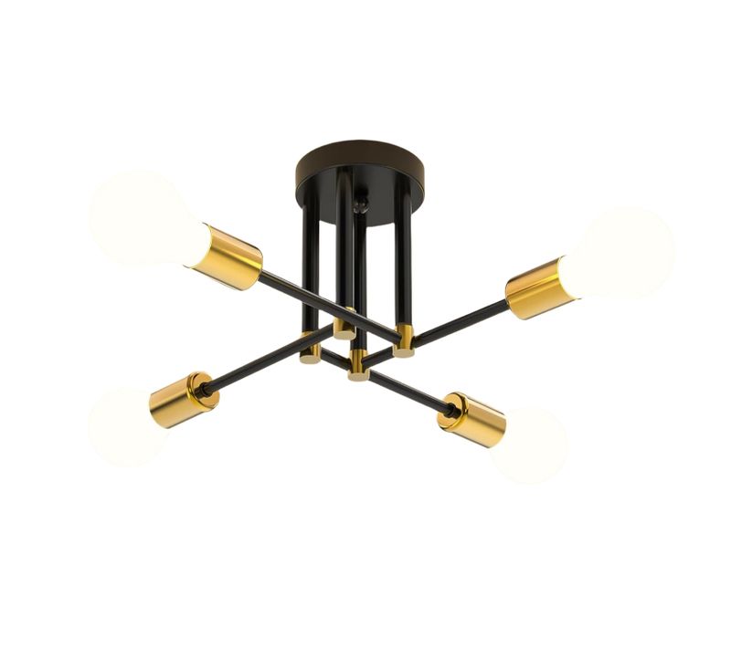Moderne Plafonnier 4 Lumières E27 Suspension Industriel Vintage Pour Salon Chambre Couloir Noir