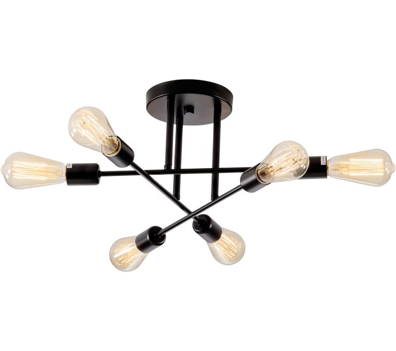 Plafonnier Industriel Vintage E27 Lampe Plafond Moderne 6 Lumières Pour Salon Chambre Noir
