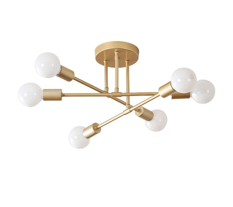 Plafonnier Industriel 6 Lampes E27 Luminaire De Plafond Moderne Pour Salon Chambre Cuisine Doré
