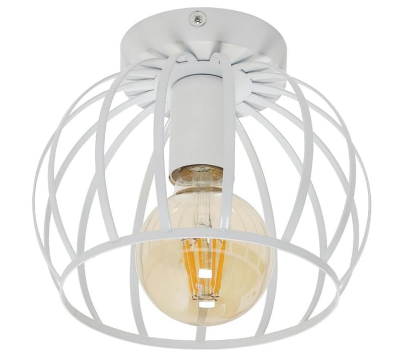 Plafonnier Moderne Cage 20cm Lampe De Plafond Métal Pour Salon Chambre Salle Blanc