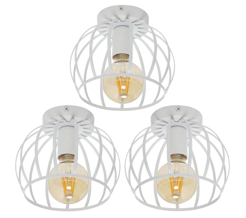 3 Pièces Plafonnier Moderne Cage 20cm Lampe De Plafond Métal Pour Salon Chambre Salle Blanc