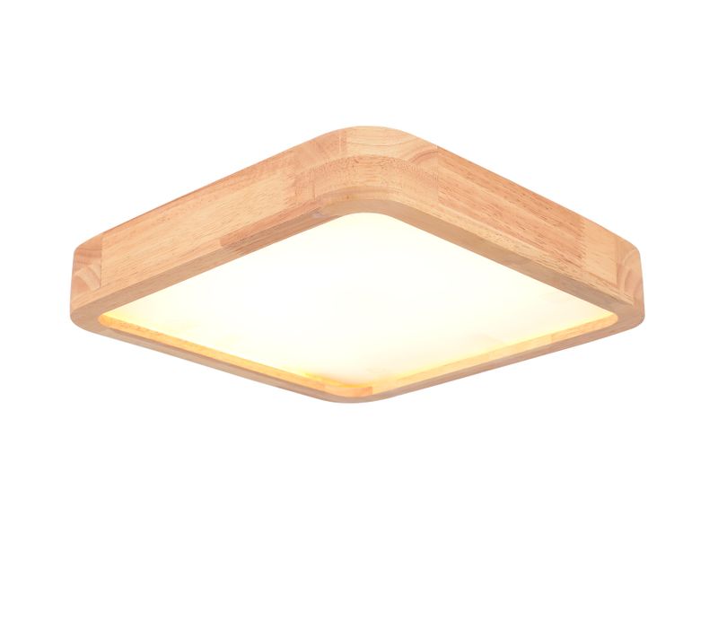 Plafonnier LED Bois Lampe De Plafond Carré 30cm Pour Salon Chambre Entrée Lumière Chaude 3000k