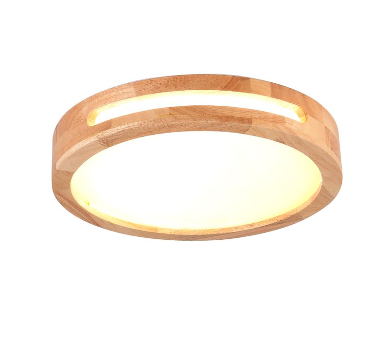 Plafonnier LED Bois 40cm Lampe De Plafond Rond Pour Salon Chambre Couloir 4500k Lumière Naturelle