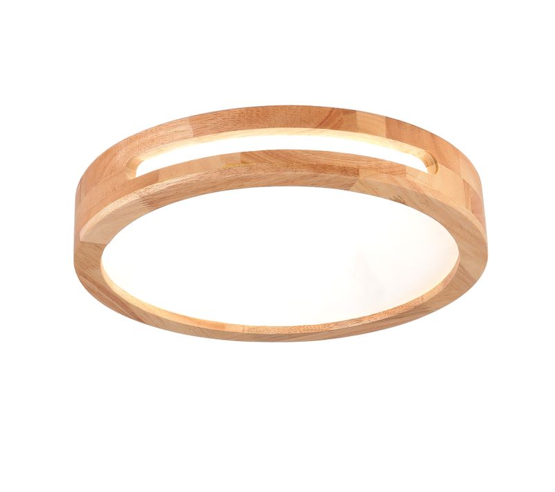 Plafonnier LED Bois 40cm Lampe De Plafond Rond Pour Salon Chambre Couloir 6000k Lumière Froide