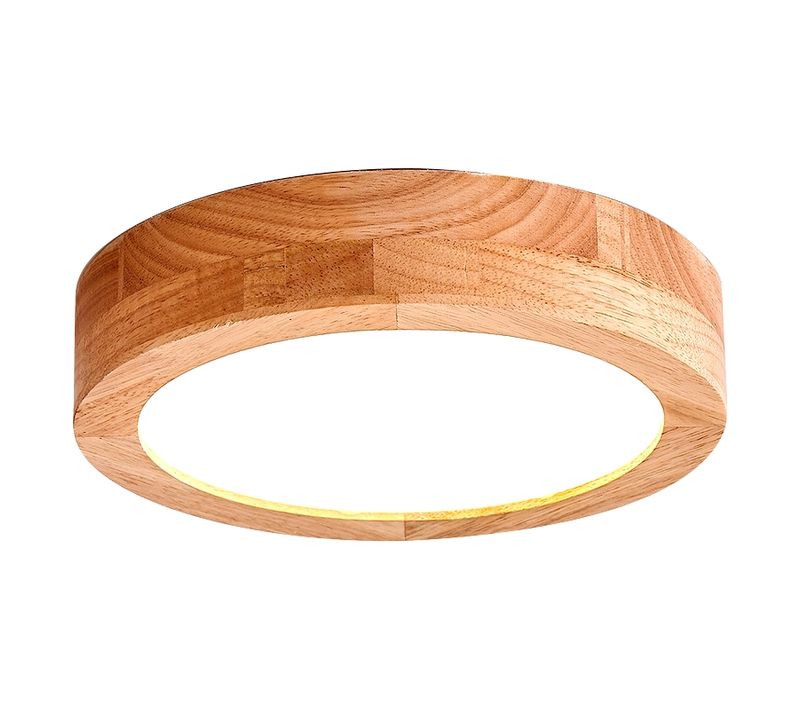 Plafonnier LED En Bois Lampe De Plafond Moderne Rond 20cm Pour Salon Chambre Couloir Lumière Froide