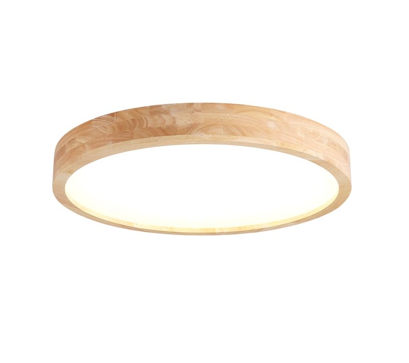 Plafonnier LED En Bois Lampe De Plafond Moderne Rond 30cm Pour Salon Chambre Couloir Lumière Chaude