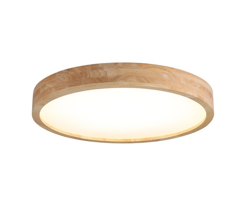 Plafonnier LED En Bois Lampe De Plafond Moderne Rond 30cm Pour Salon Chambre Couloir Lumière Froide