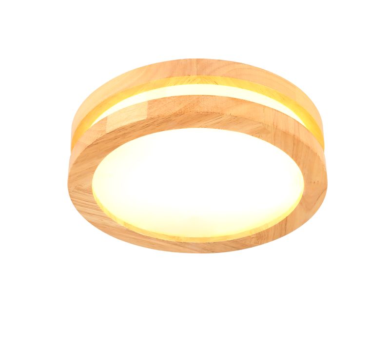 Plafonnier LED Bois Rond 20cm Éclairage De Plafond Pour Chambre Salon Couloir Lumière Chaude