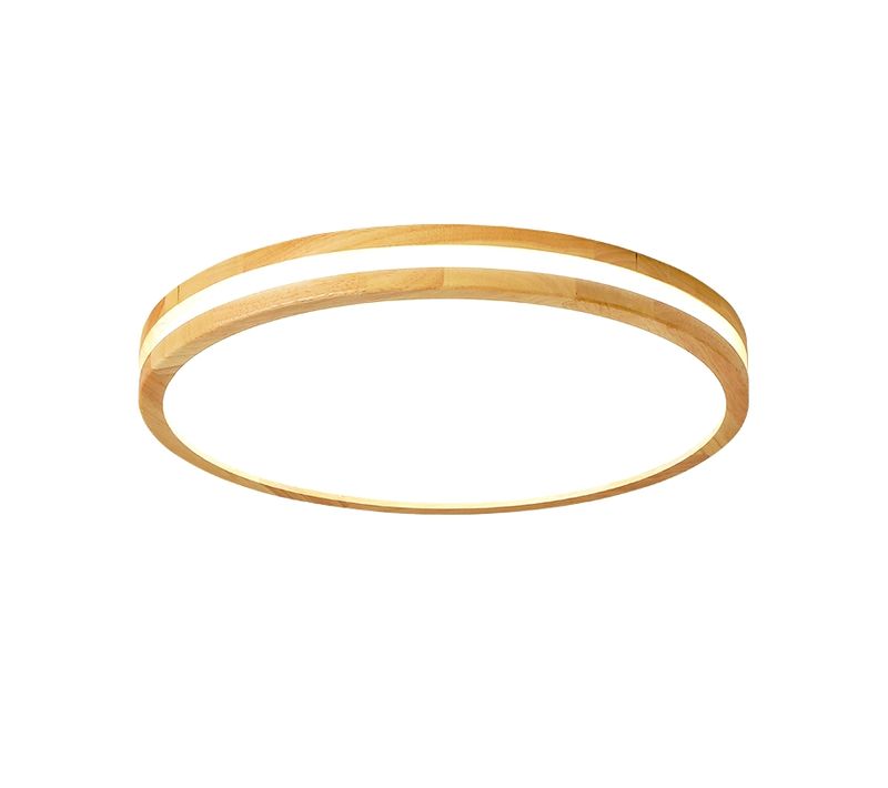 Plafonnier LED Bois Rond 40cm éclairage De Plafond Pour Chambre Salon Couloir Lumière Naturelle