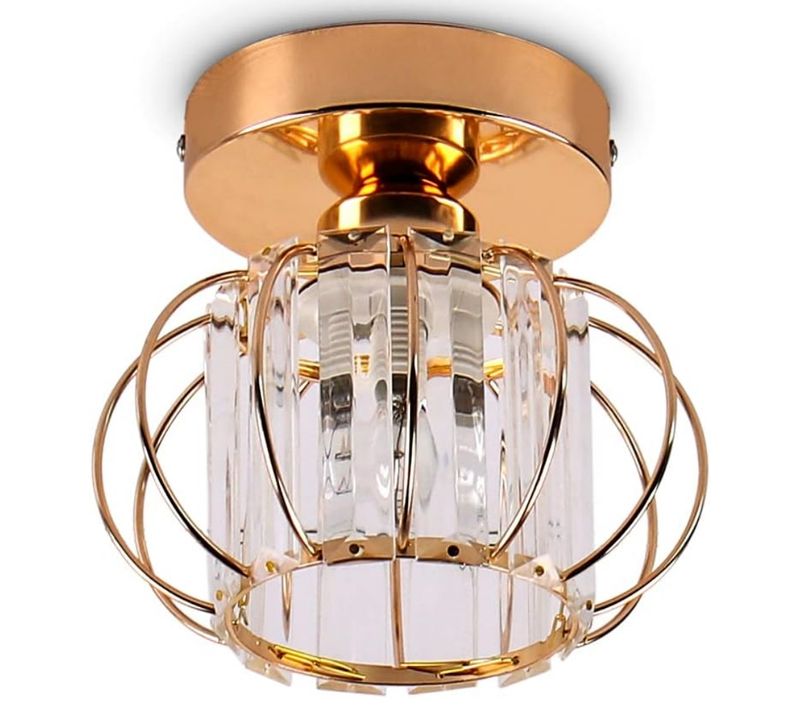 Plafonnier En Cristal Moderne E27 Éclairage De Plafond Pour Chambre Couloir Entrée Rose