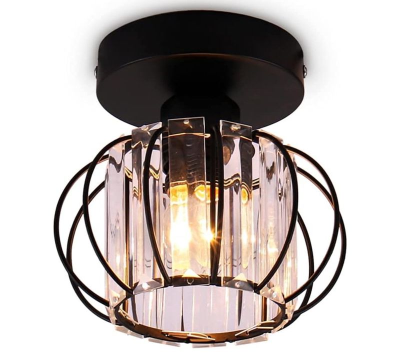 Plafonnier Cristal Moderne E27 Luminaire éclairage De Plafond Pour Chambre Couloir Entrée Noir