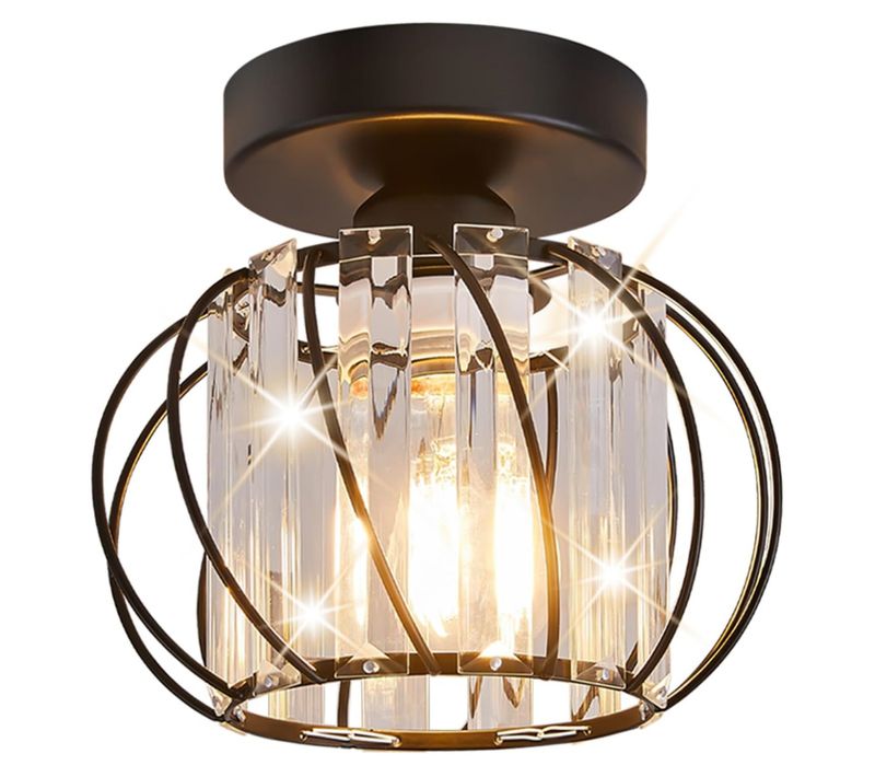 Plafonnier Moderne En Cristal Lampe De Plafond E27 Pour Cuisine Couloir Salon Noir