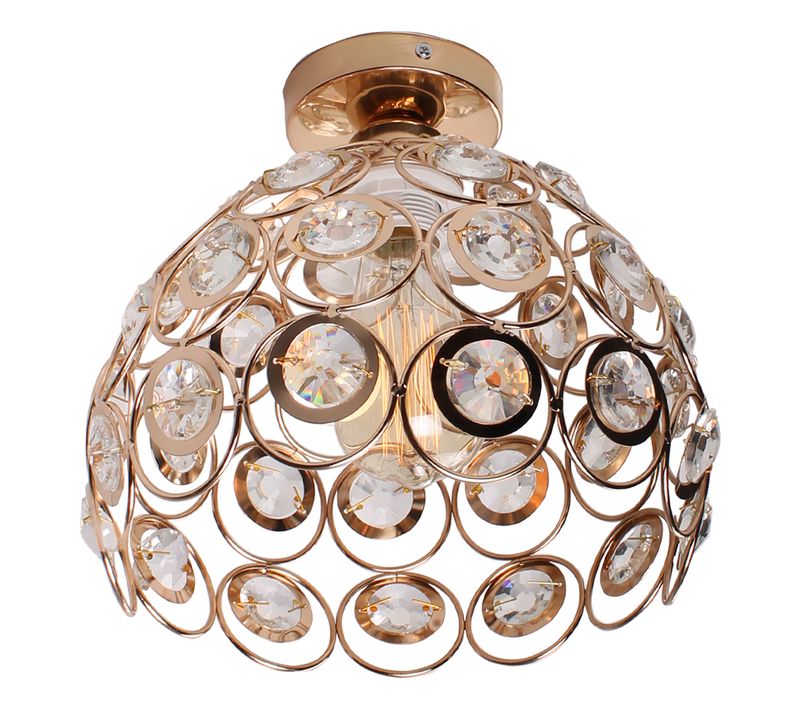 Plafonnier Moderne Métal 26cm Lampe De Plafond Cristal Creux Pour Salon Chambre Café Rose