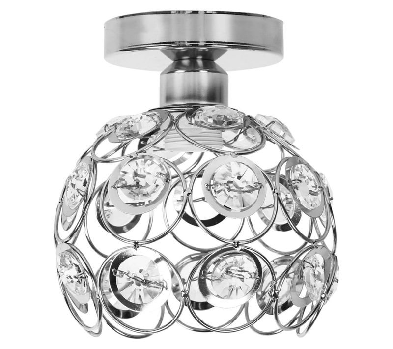 Plafonnier Moderne En Cristal 20cm Lampe De Plafond E27 Pour Salon Cuisine Chambre Argent
