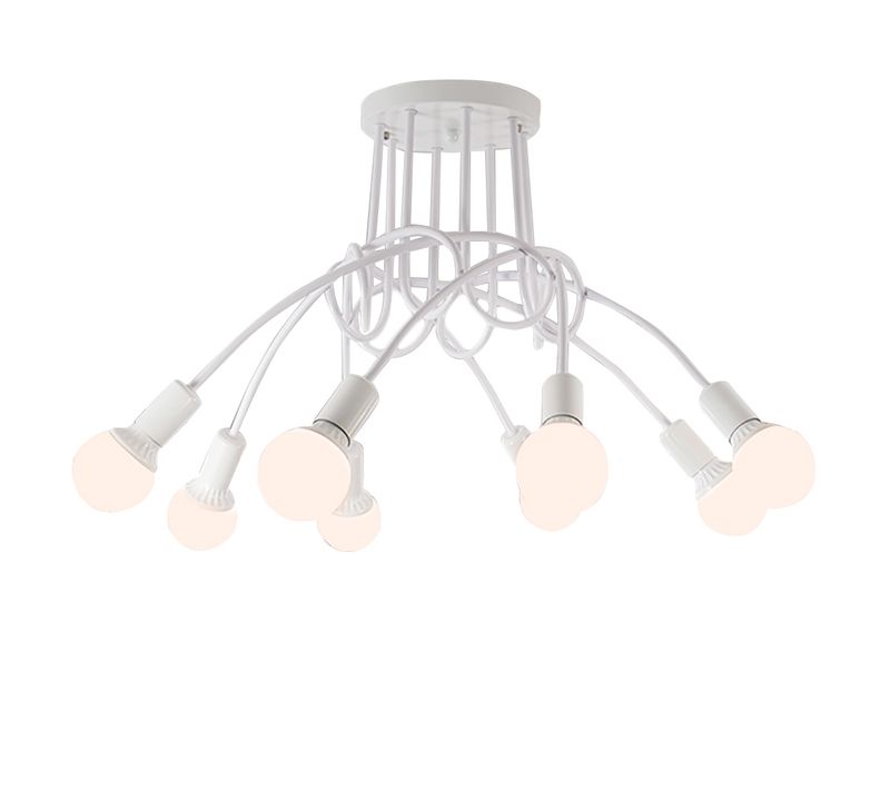 Plafonnier Moderne 8 Lumières Lampe De Plafond Intérieur E27 Pour Salon Chambre Cuisine Blanc
