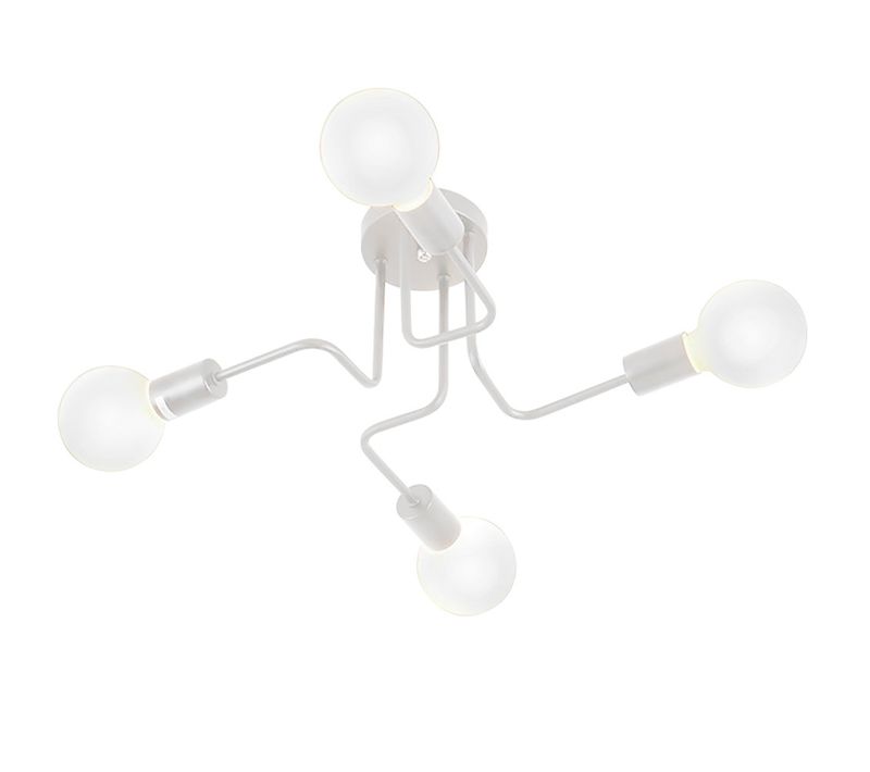 Plafonnier Industriel Vintage 4 Luminaires Suspension Moderne Pour Salon Chambre Bar Blanc