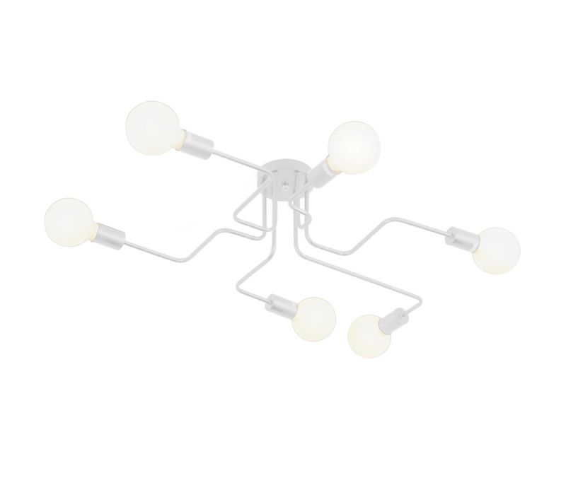 Plafonnier Industriel Vintage 6 Luminaires Suspension Moderne Pour Salon Chambre Bar Blanc