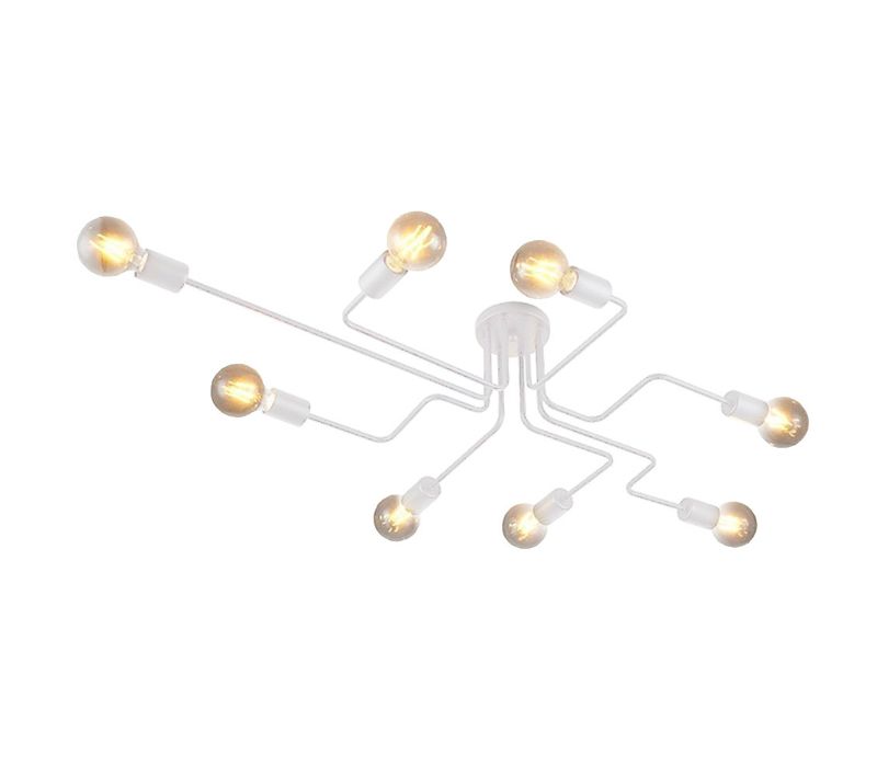 Plafonnier Industriel Vintage 8 Luminaires Suspension Moderne Pour Salon Chambre Bar Blanc
