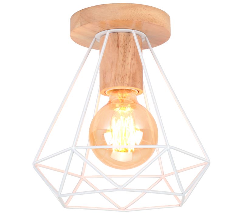 Plafonnier Industriel 20cm Lampe De Plafond Vintage Cage Éclairage Luminaire Sans Ampoule Blanc