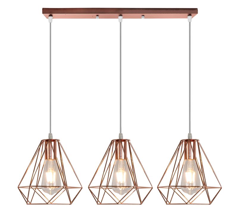 20cm Plafonnier Rétro Or Rose Lustre Vintage 3 Lumières Industrielles Suspension Luminaire En Métal