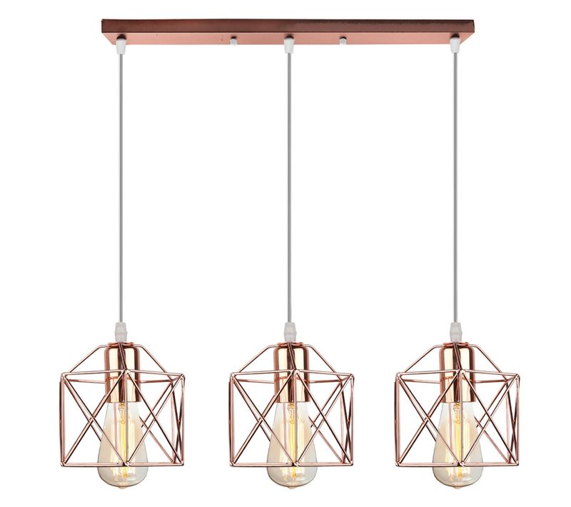 3 Lumières Suspension Luminaire Rétro Lampe à Suspension Moderne Or Rose Plafonnier D'intérieur