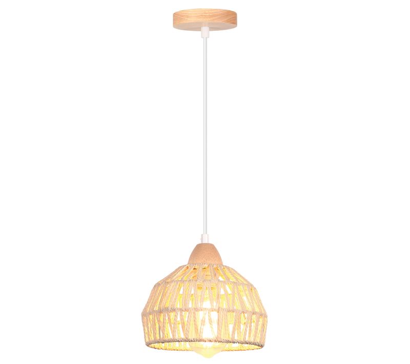 Suspension Luminaire Rétro 20cm Lustre Tressé En Corde De Chanvre Plafonnier Moderne Blanc