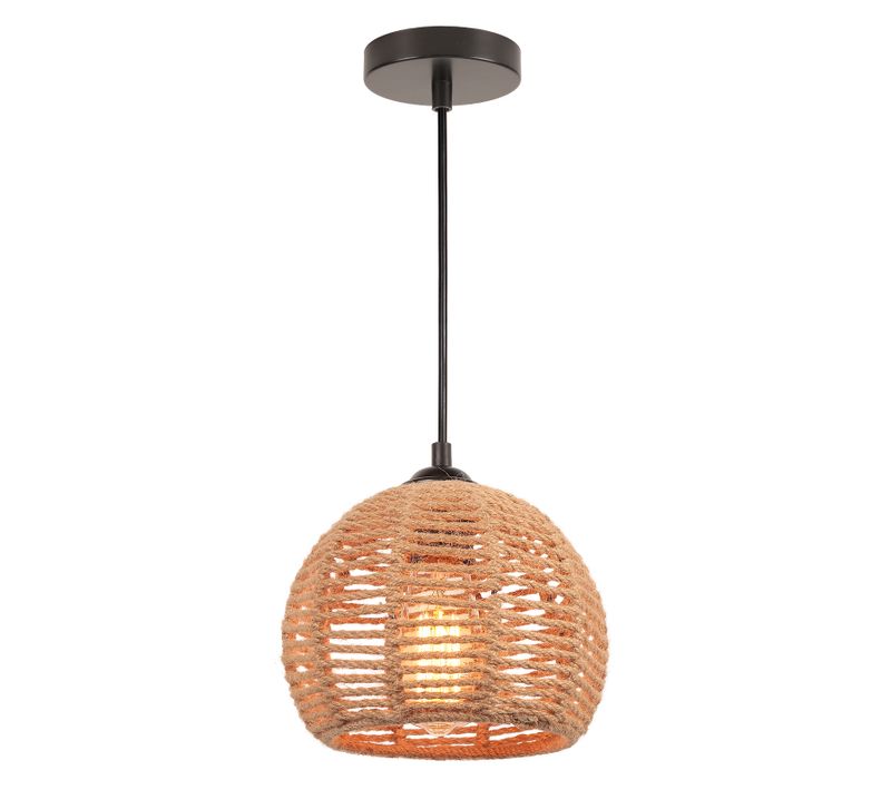 Lustre Vintage Noir Lampe De Plafond En Corde De Chanvre Luminaire Plafonnier D'intérieur