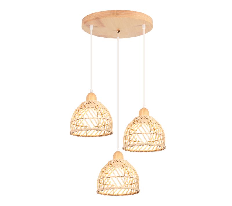3 Lumières Lustre En Bambou Moderne Luminaire Plafonnier D'intérieur Suspensions Luminaire Vintage