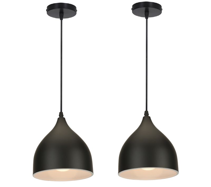 (2x) Lampe à Suspension Rétro Antique Plafonnier Moderne Suspension Luminaire Vintage Noir