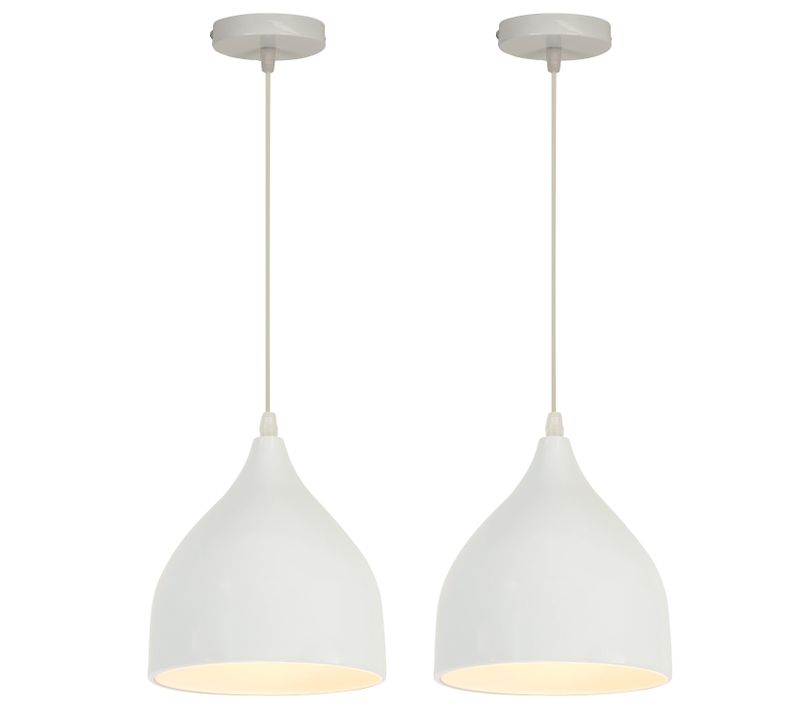 (2x) Lampe à Suspension Rétro Antique Plafonnier Moderne Suspension Luminaire Vintage Blanc