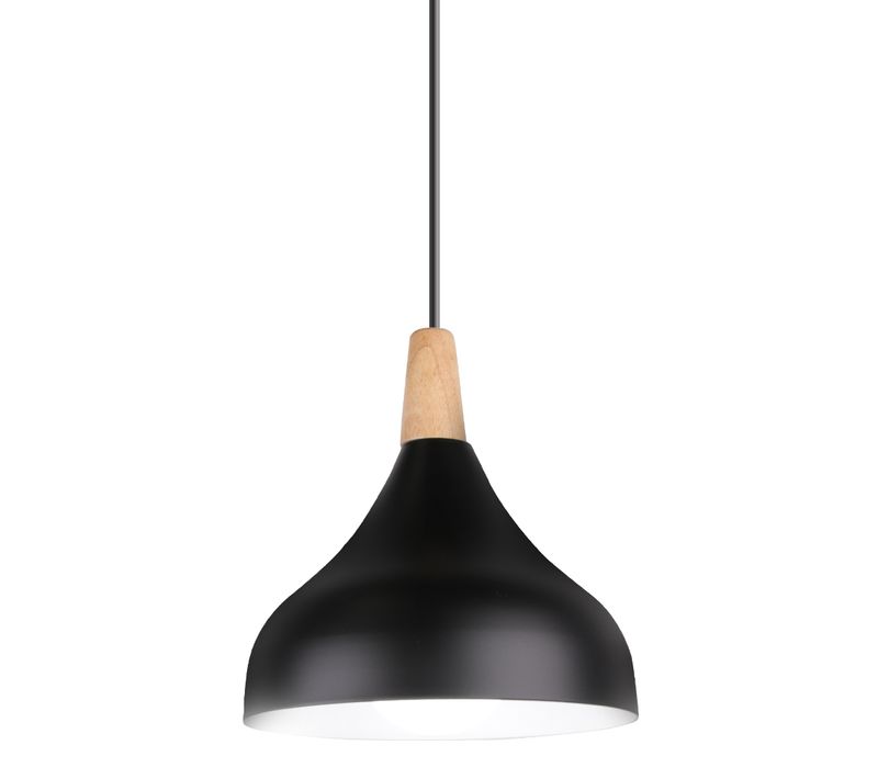 Lampe à Suspension Moderne Lustre Minimaliste Abat-jour En Métal Plafonnier D'intérieur E27 Noir
