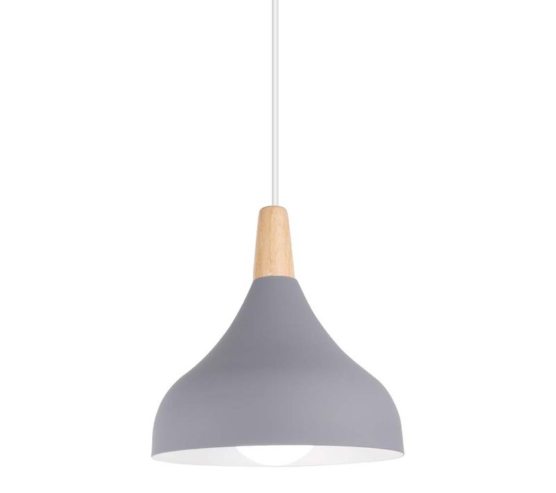 Lampe à Suspension Moderne Lustre Minimaliste Abat-jour En Métal Plafonnier D'intérieur E27 Gris