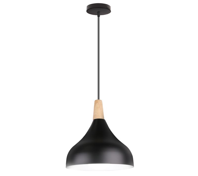 Lampe à Suspension Moderne Plafonnier D'intérieur Lustre Abat-jour En Métal Noir E27