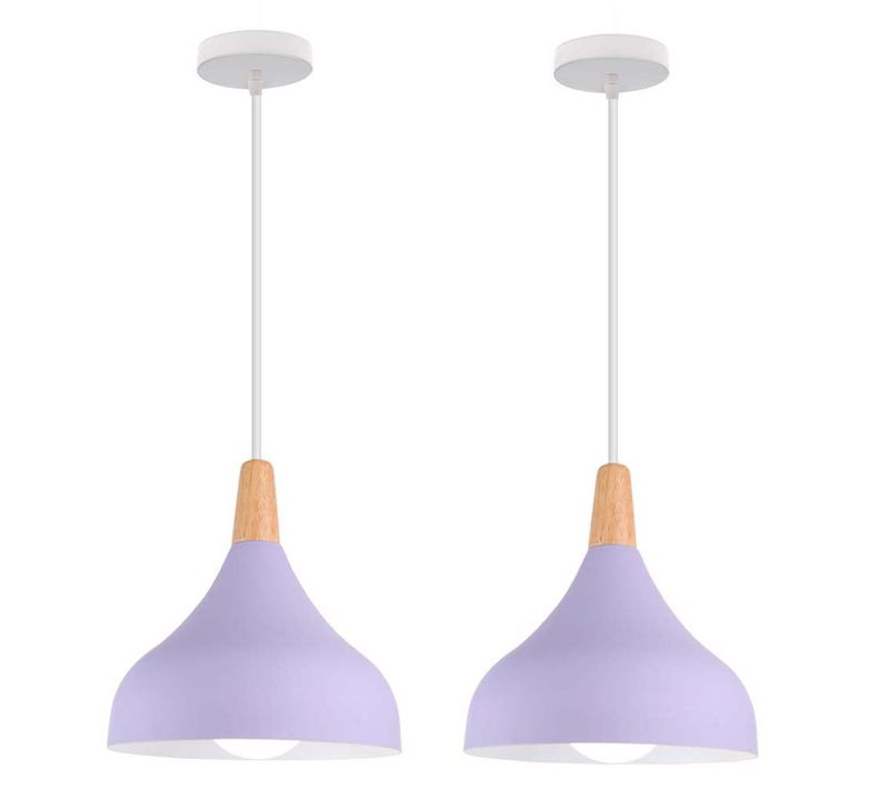 (2pcs)lampe à Suspension Moderne Plafonnier D'intérieur Lustre Abat-jour En Métal Violet E27