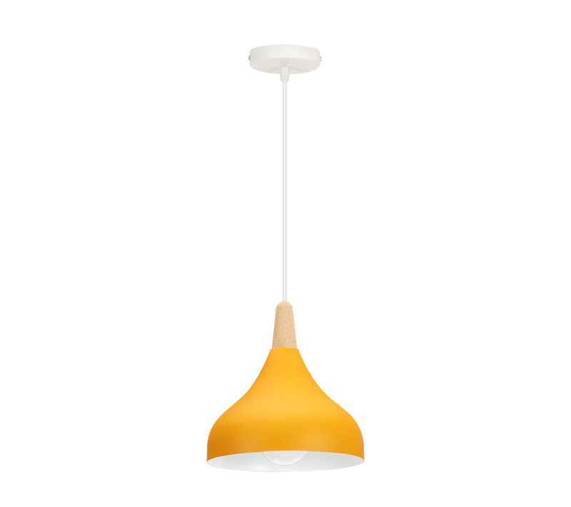 Plafonnier D'intérieur Lampe à Suspension Moderne Lustre Abat-jour En Métal Jaune E27