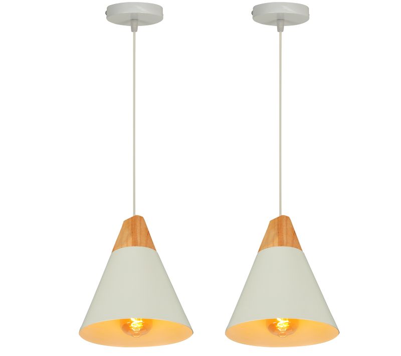 2x Lampe à Suspension Moderne Blanc Suspension Luminaire Nordique Lustre Rétro En Métal Intérieure