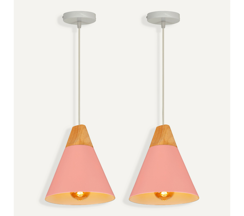 2x Lampe à Suspension Moderne Rose Suspension Luminaire Nordique Lustre Rétro En Métal Intérieure
