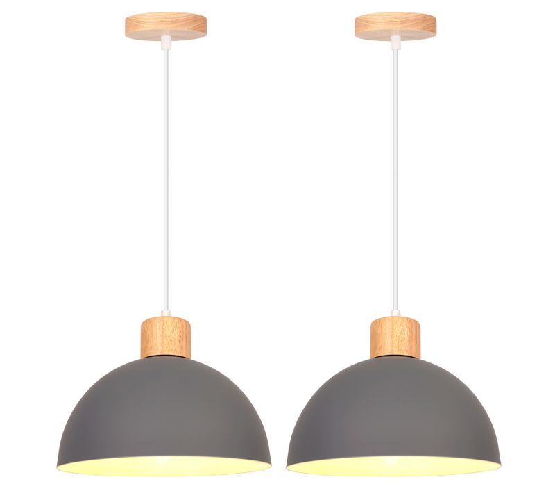 2pcs Lustre En Métal Vintage Suspension Luminaire Moderne Lampe à Suspension D'intérieur Gris