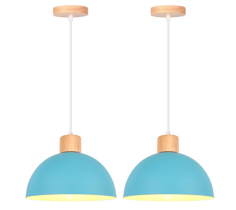 2pcs Lustre En Métal Vintage Suspension Luminaire Moderne Lampe à Suspension D'intérieur Bleu