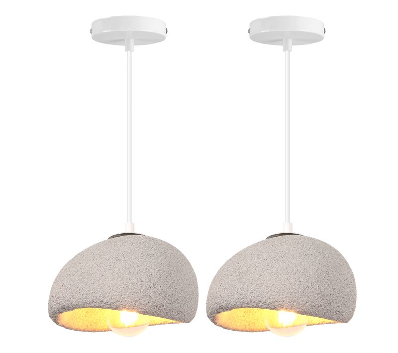 2x 20cm Lustre Personnalisé Créatif D'intérieur Plafonnier Rétro E27 Suspension Lustre Moderne Gris