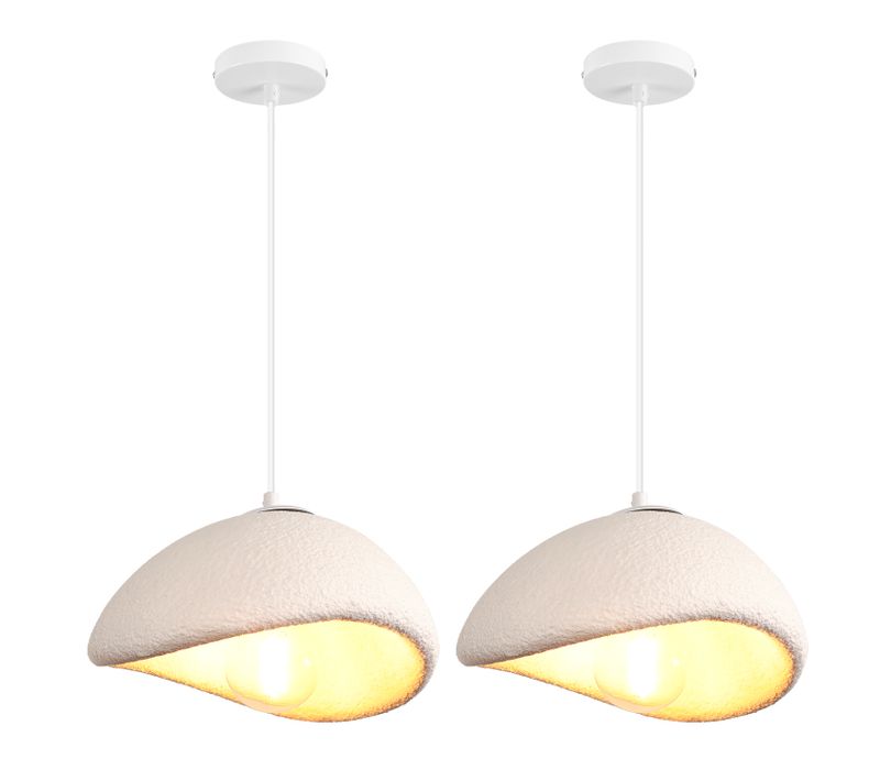 2x Lustre Personnalisé Créatif D'intérieur 30cm Plafonnier Rétro E27 Suspension Lustre Moderne Blanc
