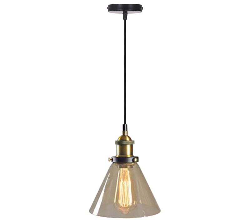 Lustre Rétro Suspension Luminaire D'intérieur Industriel Plafonnier En Verre Noir