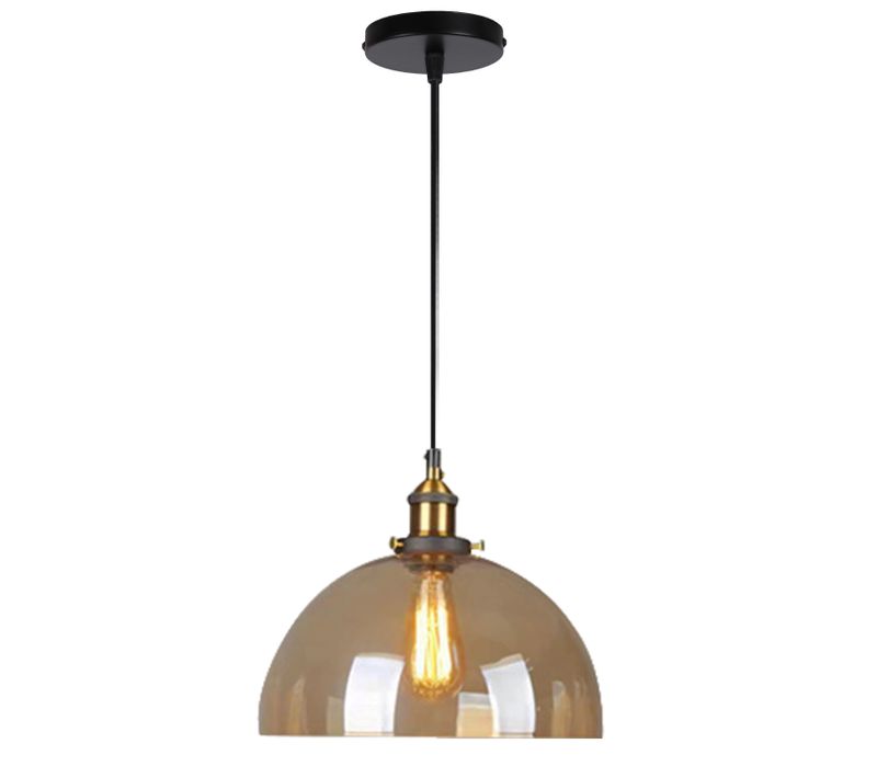 Suspension Luminaire D'intérieur Industriel Noir Plafonnier En Verre Lustre Rétro