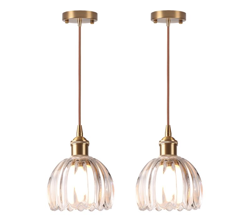 2pcs Suspension Luminaire En Verre Plafonnier D'intérieur Vintage Lustre Rétro Moderne